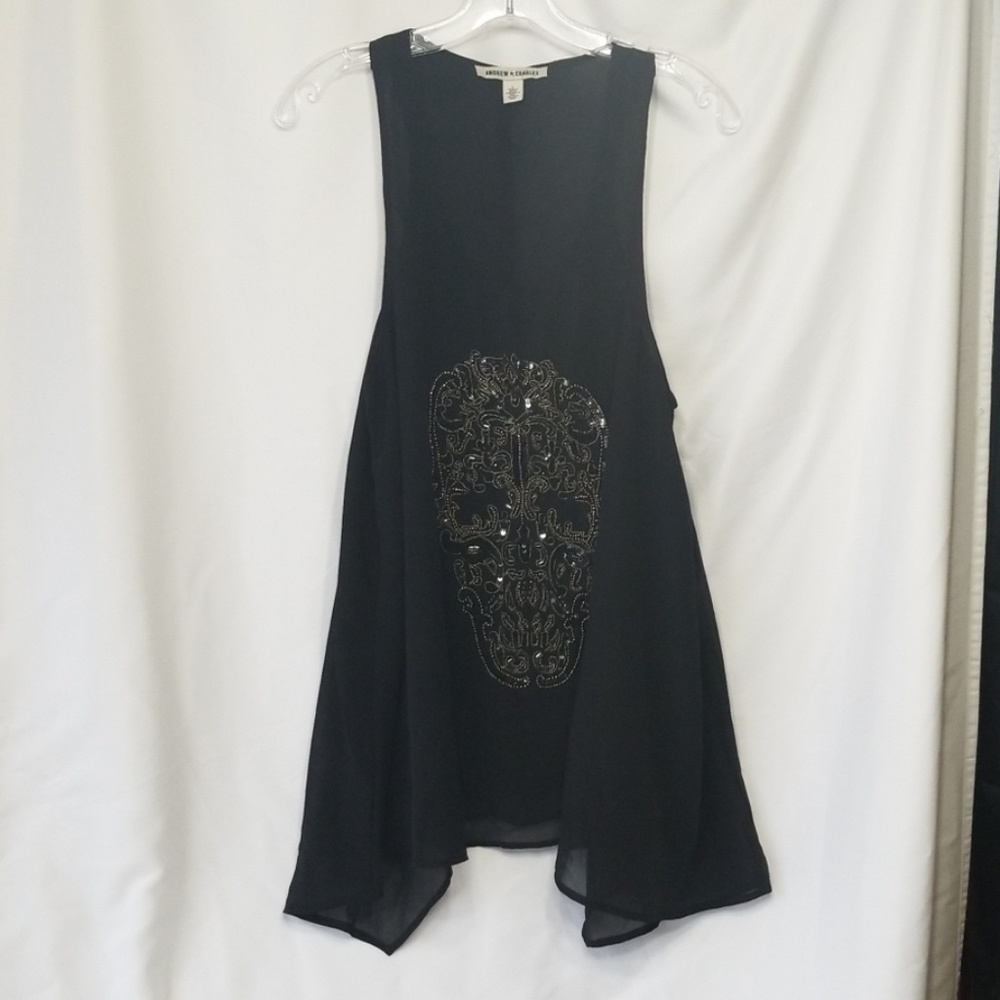 Andrew Charles flowy oversized tank with skull